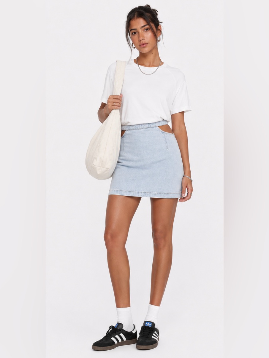 We Wore What X Revolve Cut Out Skirt In Indigo Comfort